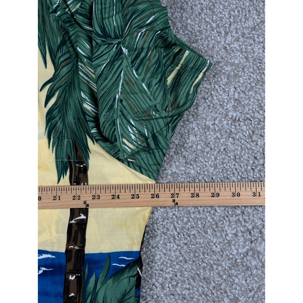 Vintage Tori Richard Shirt Mens XL Hawaiian Aloha Beach Palm Sunset Ukulele 90s - Picture 6 of 9